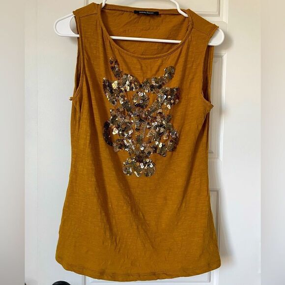 Nanette Lepore Sequins Gold Tank Top - Picture 1 of 4